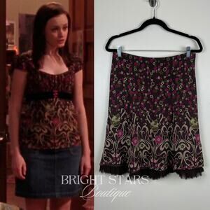 Rare Vintage Silk Floral Skirt ALT ASO Rory Gilmore Girls Brown Pink Y2K Vintage